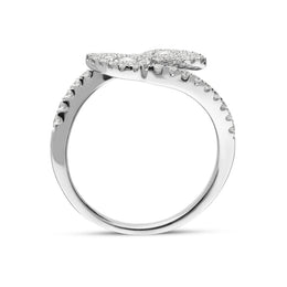 18ct White Gold 0.59ct Diamond Twist Leaf Ring PJW151