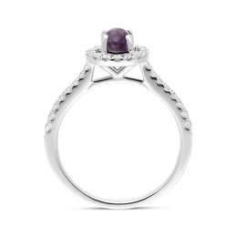 18ct White Gold Blue John 0.33ct Diamond Round Halo Ring R898