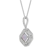 18ct White Gold Blue John 0.34ct Diamond Double Row Octogon Shaped Necklace, P1551C.