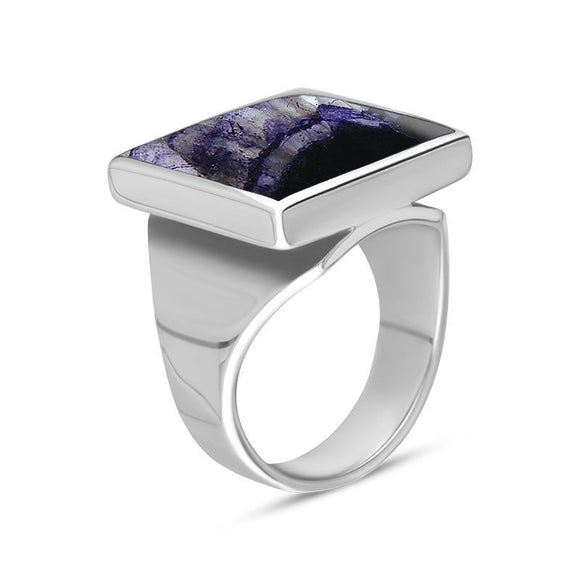 18ct White Gold Blue John Small Square Ring, R603_2