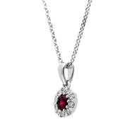 18ct White Gold Ruby and Diamond Cluster Pendant P3548C SIDE