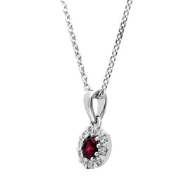 18ct White Gold Ruby and Diamond Cluster Pendant P3548C SIDE