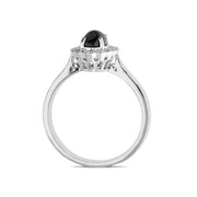 18ct White Gold Whitby Jet 0.22ct Diamond Oval Ring. R1024.