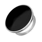 18ct White Gold Whitby Jet Round Ring, R652