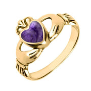 18ct Yellow Gold Blue John Claddagh Set Ring, R074