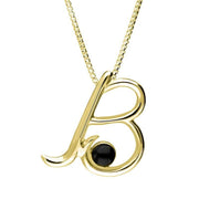 18ct Yellow Gold Whitby Jet Love Letters Initial B Necklace