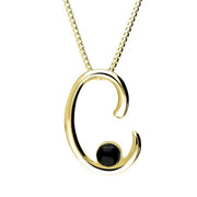 18ct Yellow Gold Whitby Jet Love Letters Initial C Necklace, P3450.