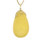 18ct Yellow Gold Yellow Amber Pear Flower Bail Necklace PUNQ0005803