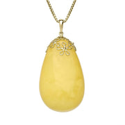 18ct Yellow Gold Yellow Amber Pear Flower Bail Necklace PUNQ0005803