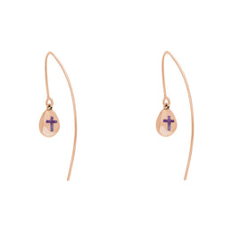 18ct Rose Gold Blue John Cross Disc Drop Earrings, E1374.