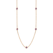 18ct Rose Gold Blue John Fleur De Lis Link Disc Chain Necklace