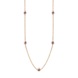 18ct Rose Gold Blue John Fleur De Lis Link Disc Chain Necklace