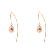 18ct Rose Gold Blue John Heart Disc Drop Earrings, E1372.