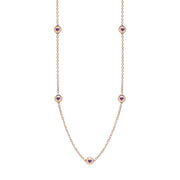 18ct Rose Gold Blue John Heart Link Disc Chain Necklace, N746.