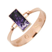 18ct Rose Gold Blue John Oblong Stone Heavy Bangle, B031