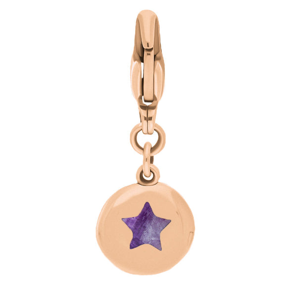 18ct Rose Gold Blue John Round Shaped Star Clip Charm, G662.