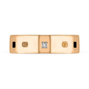 18ct Rose Gold Diamond Jet King's Coronation Hallmark Princess Cut 6mm Ring  R1199_6 CFH