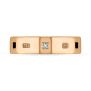 18ct Rose Gold Diamond Jet King's Coronation Hallmark Princess Cut 6mm Ring  R1199_6 CFH