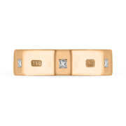 18ct Rose Gold Diamond King's Coronation Hallmark Princess Cut 6mm Ring R1199_6 CFH