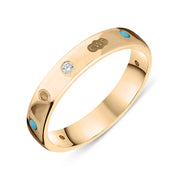 18ct Rose Gold Diamond Turquoise King's Coronation Hallmark 4mm Ring  R1193_4 CFH