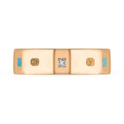 18ct Rose Gold Diamond Turquoise King's Coronation Hallmark Princess Cut 6mm Ring R1199_6_CFH
