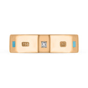 18ct Rose Gold Diamond Turquoise King's Coronation Hallmark Princess Cut 6mm Ring R1199_6_CFH