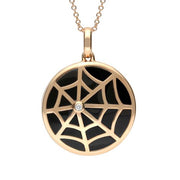 18ct Rose Gold Diamond and Whitby Jet Spider Web Necklace P3072
