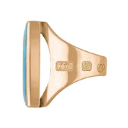 18ct Rose Gold Turquoise King's Coronation Hallmark Medium Oblong Ring R065 CFH