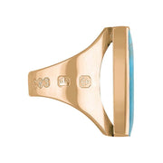 18ct Rose Gold Turquoise King's Coronation Hallmark Medium Oblong Ring R065 CFH