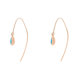 18ct Rose Gold Turquoise Cross Disc Drop Earrings