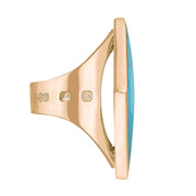 18ct Rose Gold Turquoise King's Coronation Hallmark Large Rhombus Ring R608 CFH