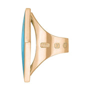 18ct Rose Gold Turquoise King's Coronation Hallmark Large Rhombus Ring R608 CFH