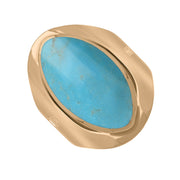 18ct Rose Gold Turquoise King's Coronation Hallmark Medium Oval Ring R012 CFH