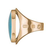 18ct Rose Gold Turquoise King's Coronation Hallmark Medium Oval Ring R012 CFH