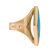 18ct Rose Gold Turquoise King's Coronation Hallmark Medium Rhombus Ring R607 CFH