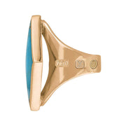 18ct Rose Gold Turquoise King's Coronation Hallmark Medium Rhombus Ring R607 CFH
