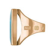 18ct Rose Gold Turquoise King's Coronation Hallmark Medium Square Ring R604 CFH