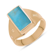 18ct Rose Gold Turquoise King's Coronation Hallmark Small Oblong Ring  R221 CFH