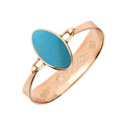 18ct Rose Gold Turquoise Oval Stone Heavy Bangle, B021