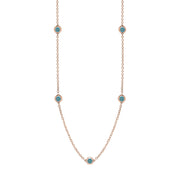 9ct Rose Gold Turquoise Star Link Disc Chain Necklace