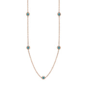 18ct Rose Gold Turquoise Star Link Disc Chain Necklace, N744.