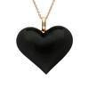 18ct Rose Gold Whitby Jet 0.05 Carat Diamond Large Heart Pendant P2749