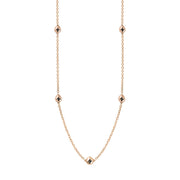 18ct Rose Gold Whitby Jet Fleur De Lis Link Disc Chain Necklace
