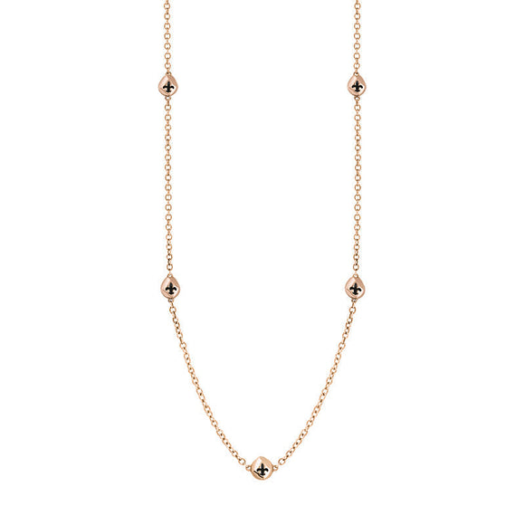 18ct Rose Gold Whitby Jet Fleur De Lis Link Disc Chain Necklace