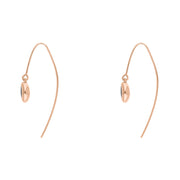 18ct Rose Gold Whitby Jet Heart Disc Drop Earrings, E1372.