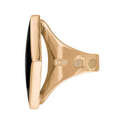 18ct Rose Gold Whitby Jet King's Coronation Hallmark Medium Rhombus Ring R607 CFH