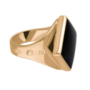 18ct Rose Gold Whitby Jet King's Coronation Hallmark Small Rhombus Ring  R606 CFH