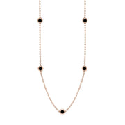 18ct Rose Gold Whitby Jet Star Link Disc Chain Necklace, N744.