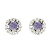 18ct White Gold 0.10ct Diamond Blue John Round Stud Earrings, E1997.
