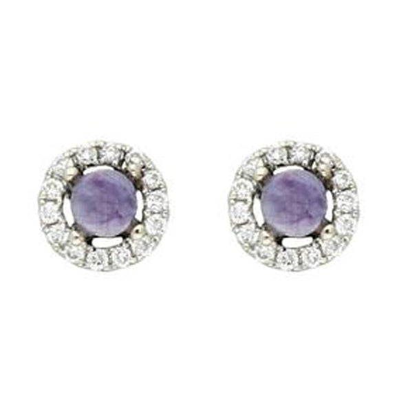 18ct White Gold 0.10ct Diamond Blue John Round Stud Earrings, E1997.